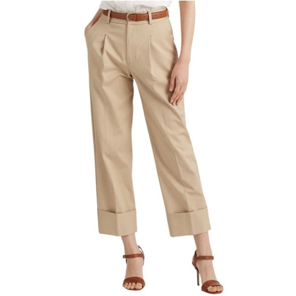 Lauren Ralph Lauren Women's Double-Faced Stretch Cotton Ankle Pants 16